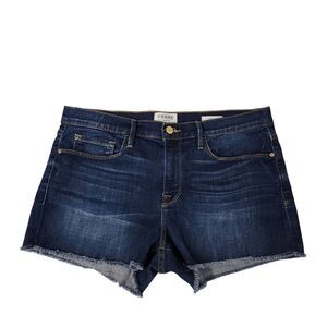 Frame Shorts Womens 30 Blue Denim William Le Cutoff Raw Hem Stretch‎ Summer Boho